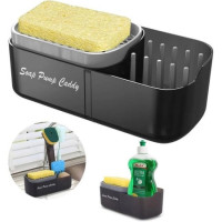 Органайзер для мочалок Soap Pump Caddy з дозатором для мийного засобу та мильницею з додатковою секцією